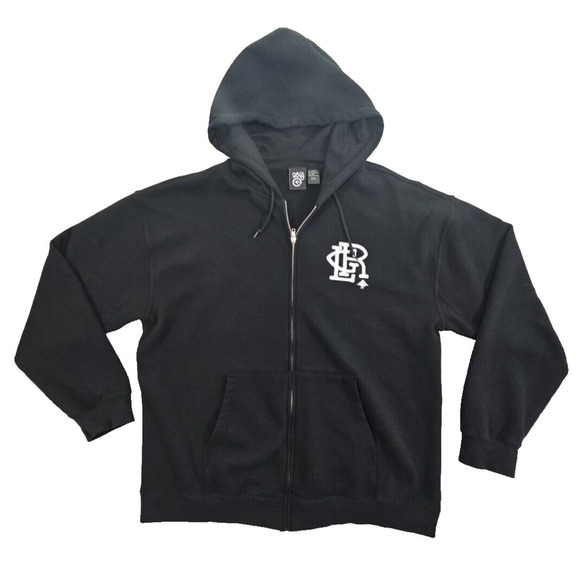 LRG Lifted Research Group Hooded Sweatshirt Men's Size 2XL Black Full Zip Hoodie - Picture 1 of 11